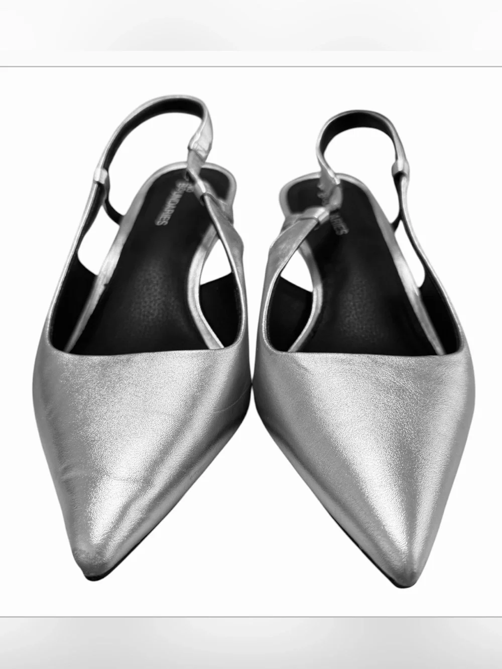 No Boundaries Silver Slingback Kitten Heels Women’s Size 8 Pointed Toe